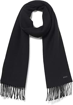 BOSS Wool Textured Small Logo Scarf, black crow, One Size at